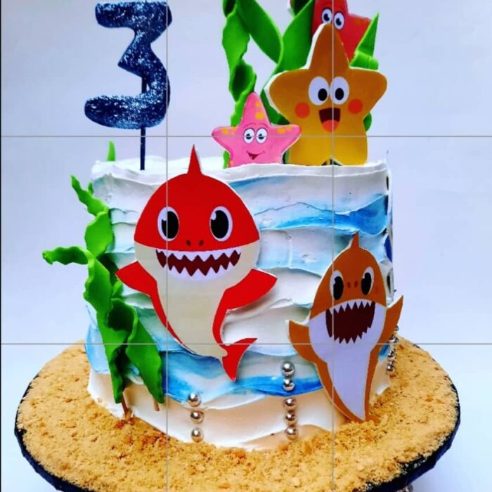 8-inch Baby Shark Whipped cream Cake