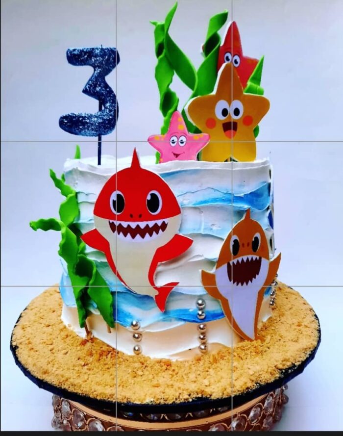 8-inch Baby Shark Whipped cream Cake